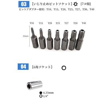 Amazon.co.jp: HYCDIYTS トルクスビットソケットセット